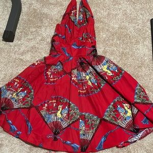 Trashy diva dottie red fans halter dress size 6